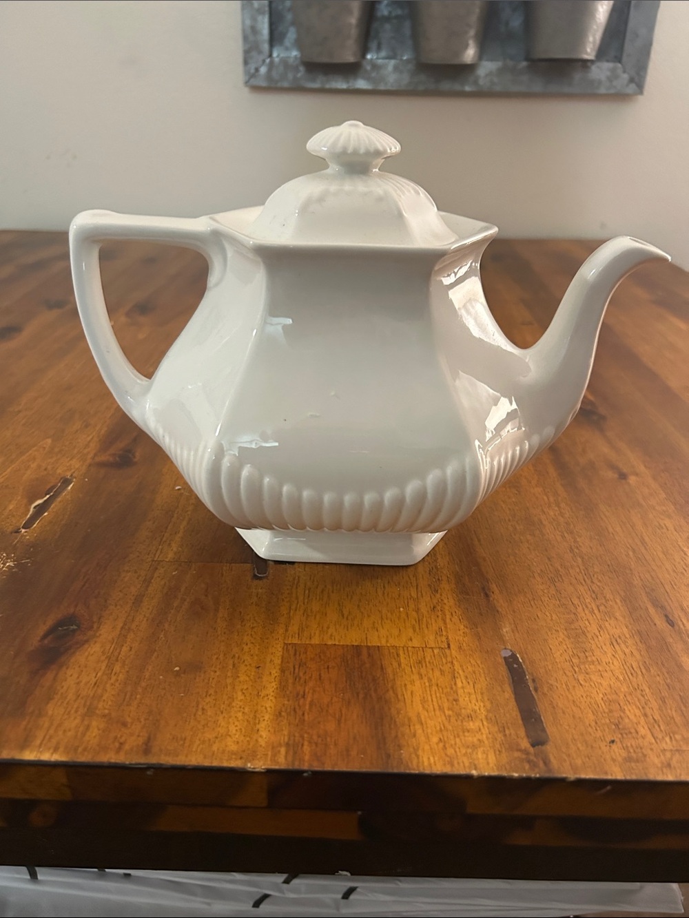 Vintage Wm.Adams Empress Pattern White Real English Ironstone Teapot Sculpted